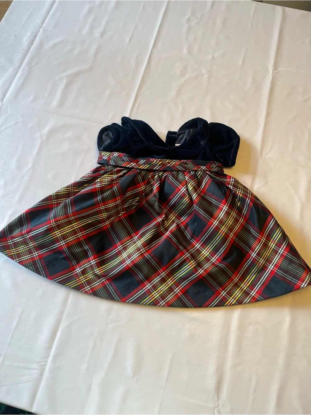 Gymboree Red Plaid Skirt with Navy Waistband